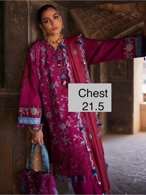 Elan Long Sleeve Embroidered Magenta shalwar Kameez